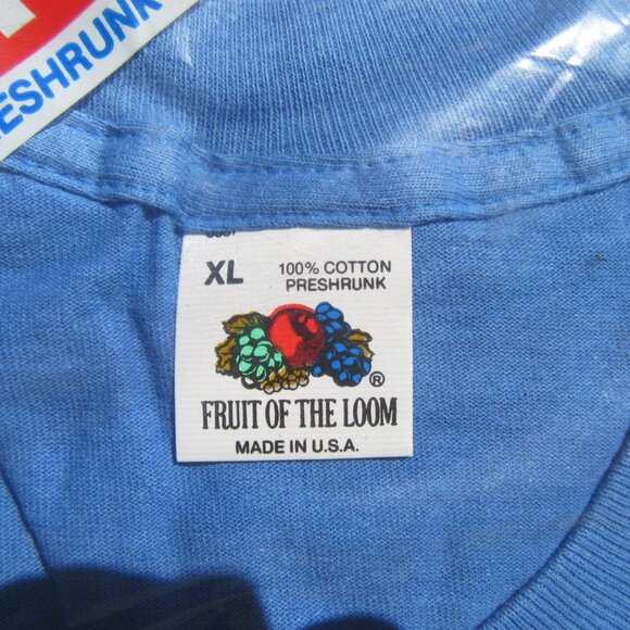 Vintage 1987 Brand New Fruit Of The Loom Blue Pocket T-Shirt Size XL - Picture 3 of 5